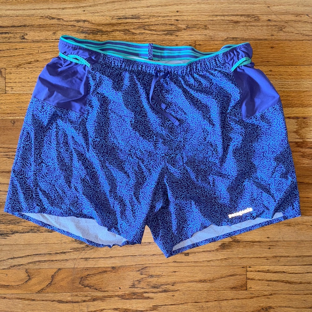Patagonia Teal and Purple Turquoise running Shorts